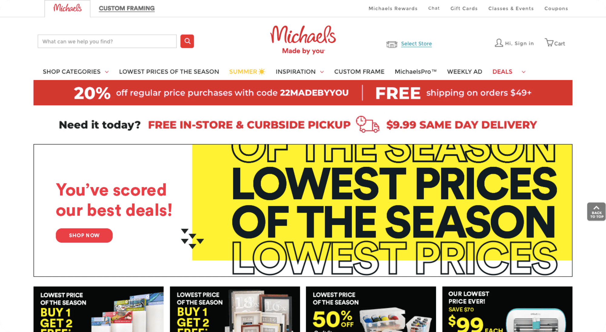 The homepage of Michaels website, which was built with Salesforce Commerce Cloud