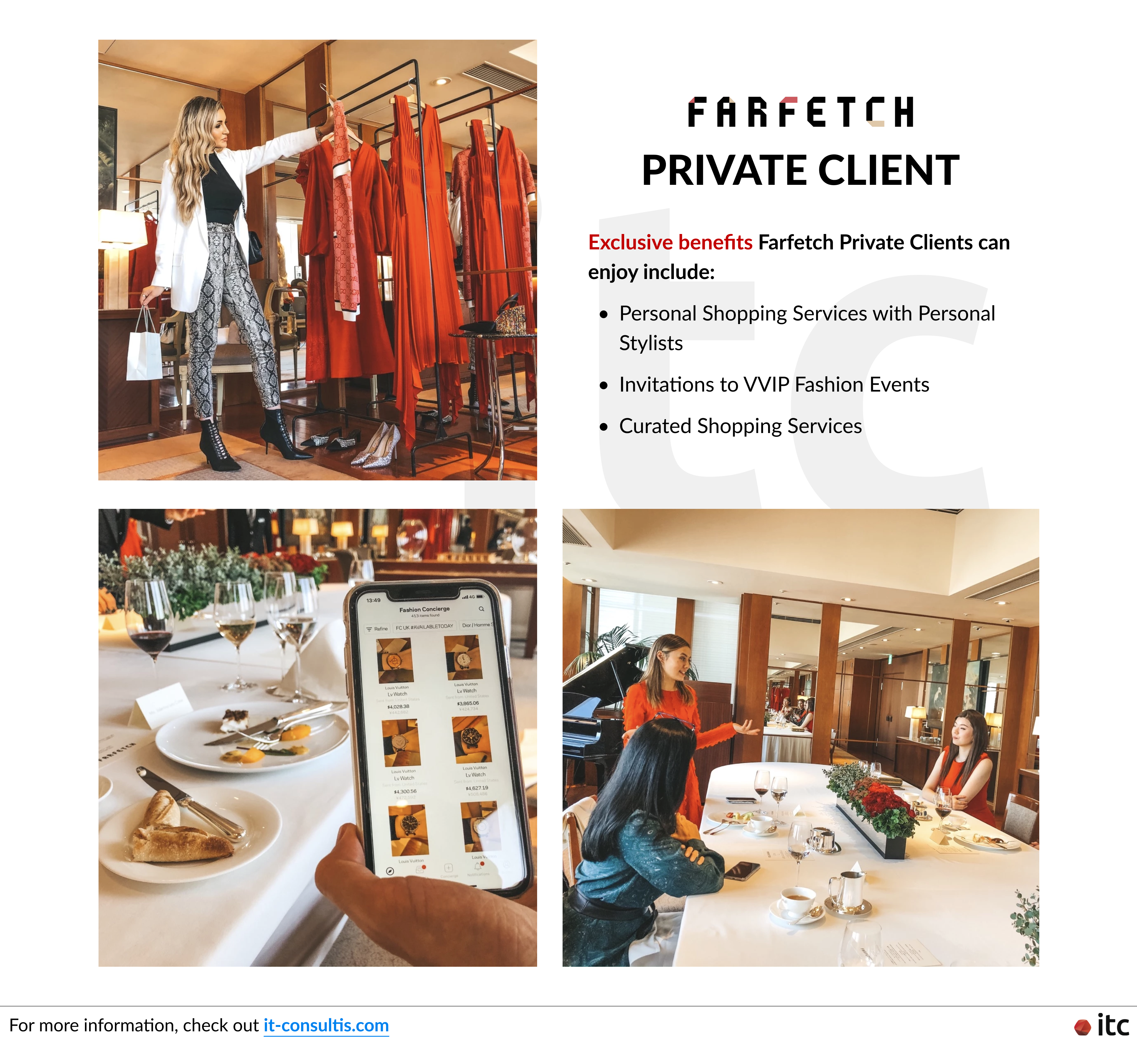 Farfetch Private Client can enjoy exclusive benefits including Personal Stylists, VIP events invitation, and Fashion Concierge - curated shopping services