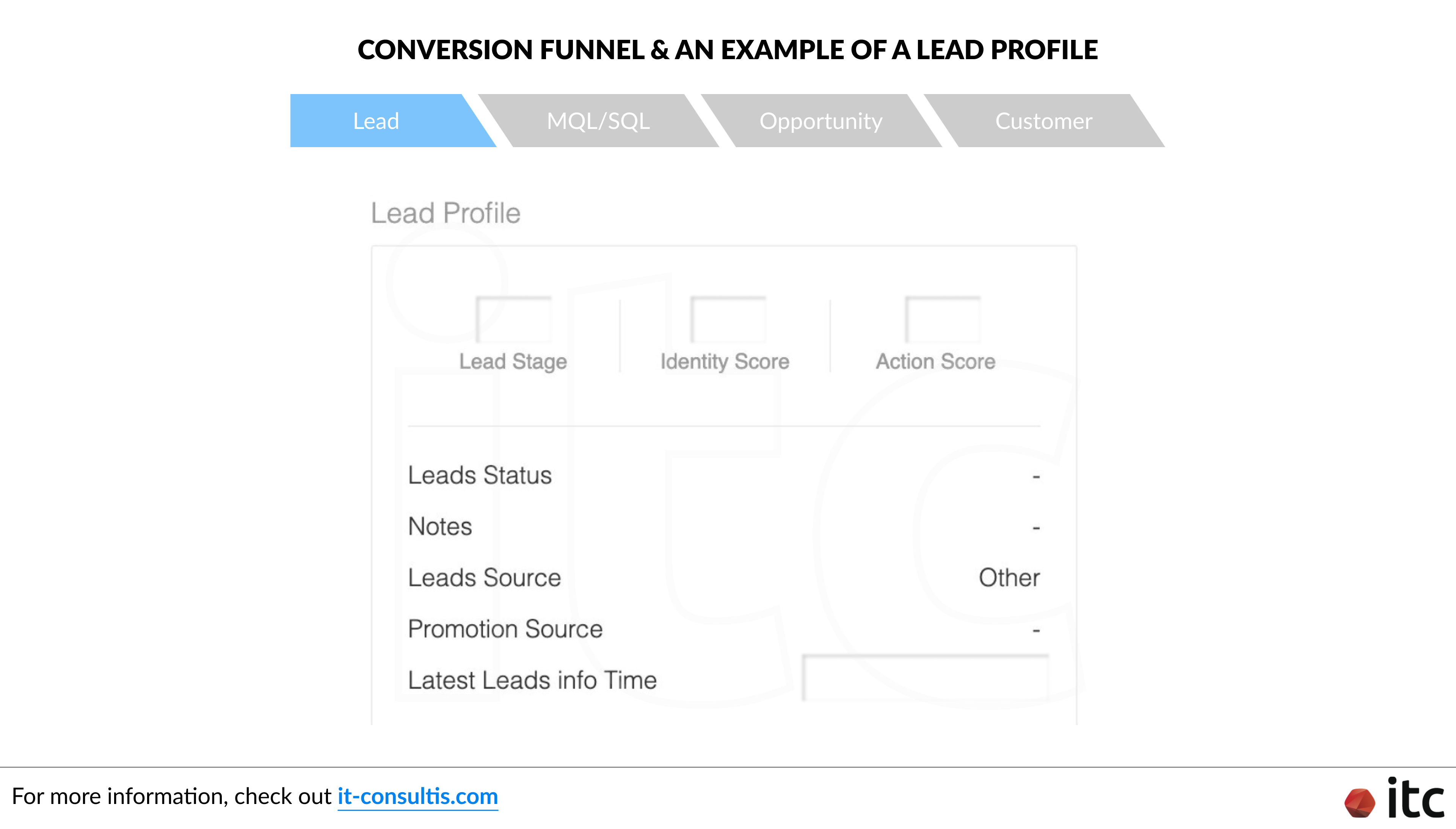 The conversion funnel and an example of a lead profile on a Social CRM tool - JingSocial