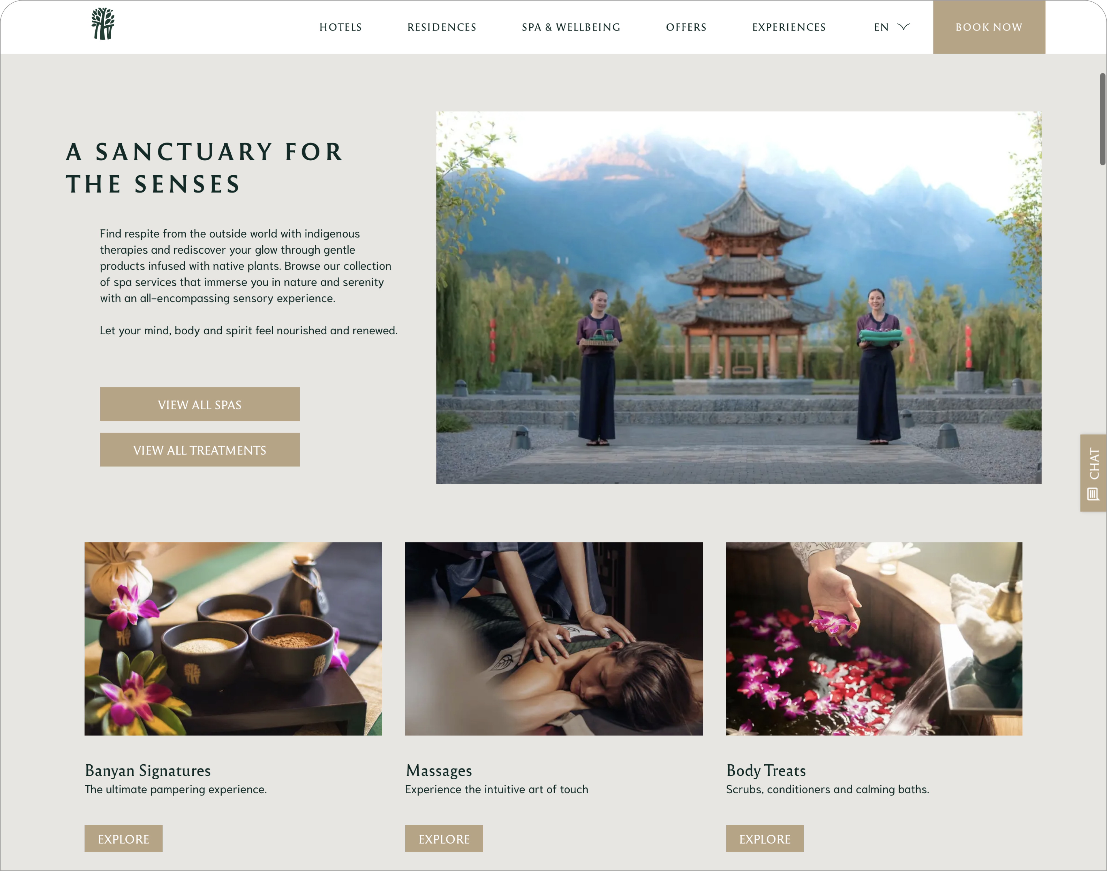 Restructure the Spa section of the Banyan Tree Drupal website for a better user experience