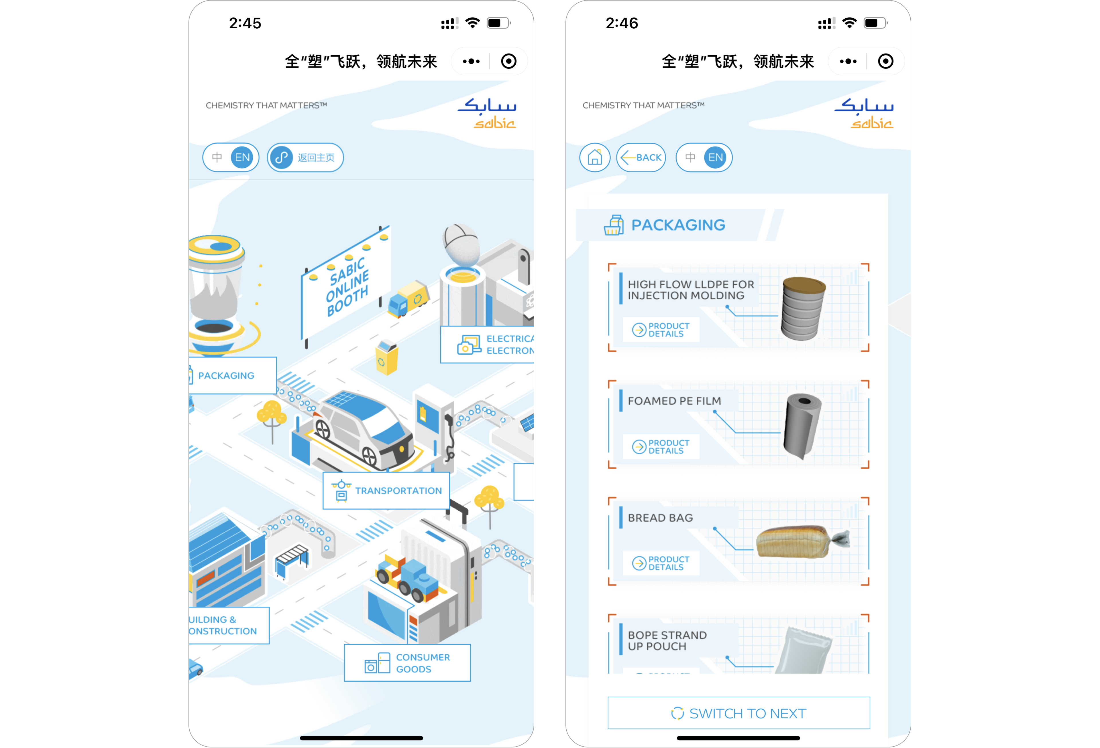 Interactive product catalog on SABIC's B2B ecommerce WeChat Mini Program