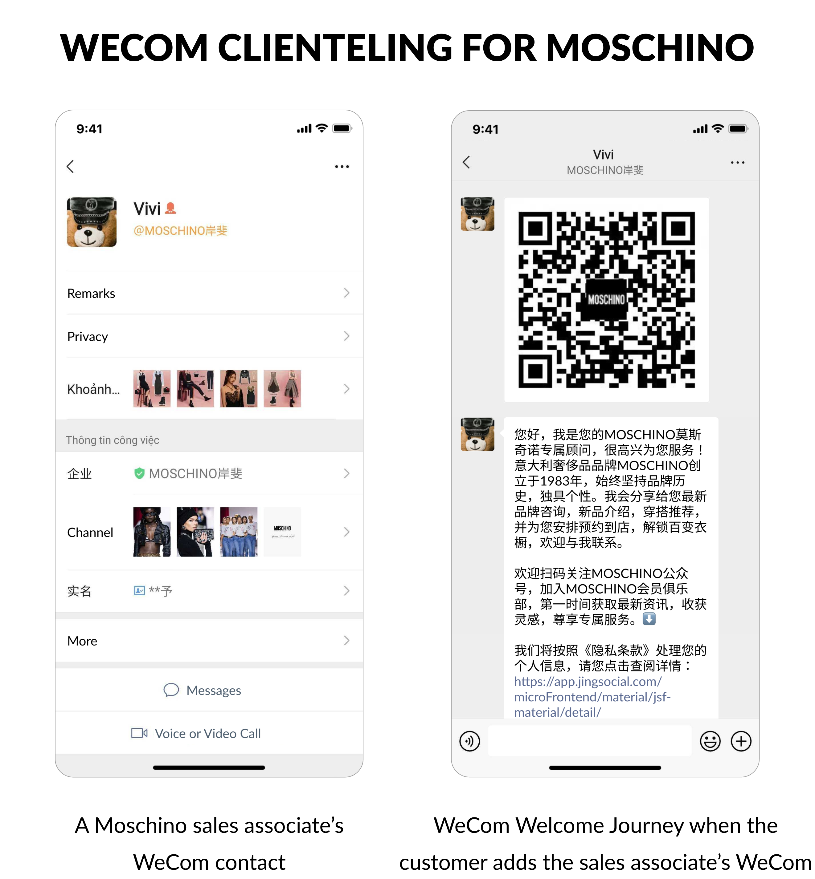 WeCom clienteling for Moschino