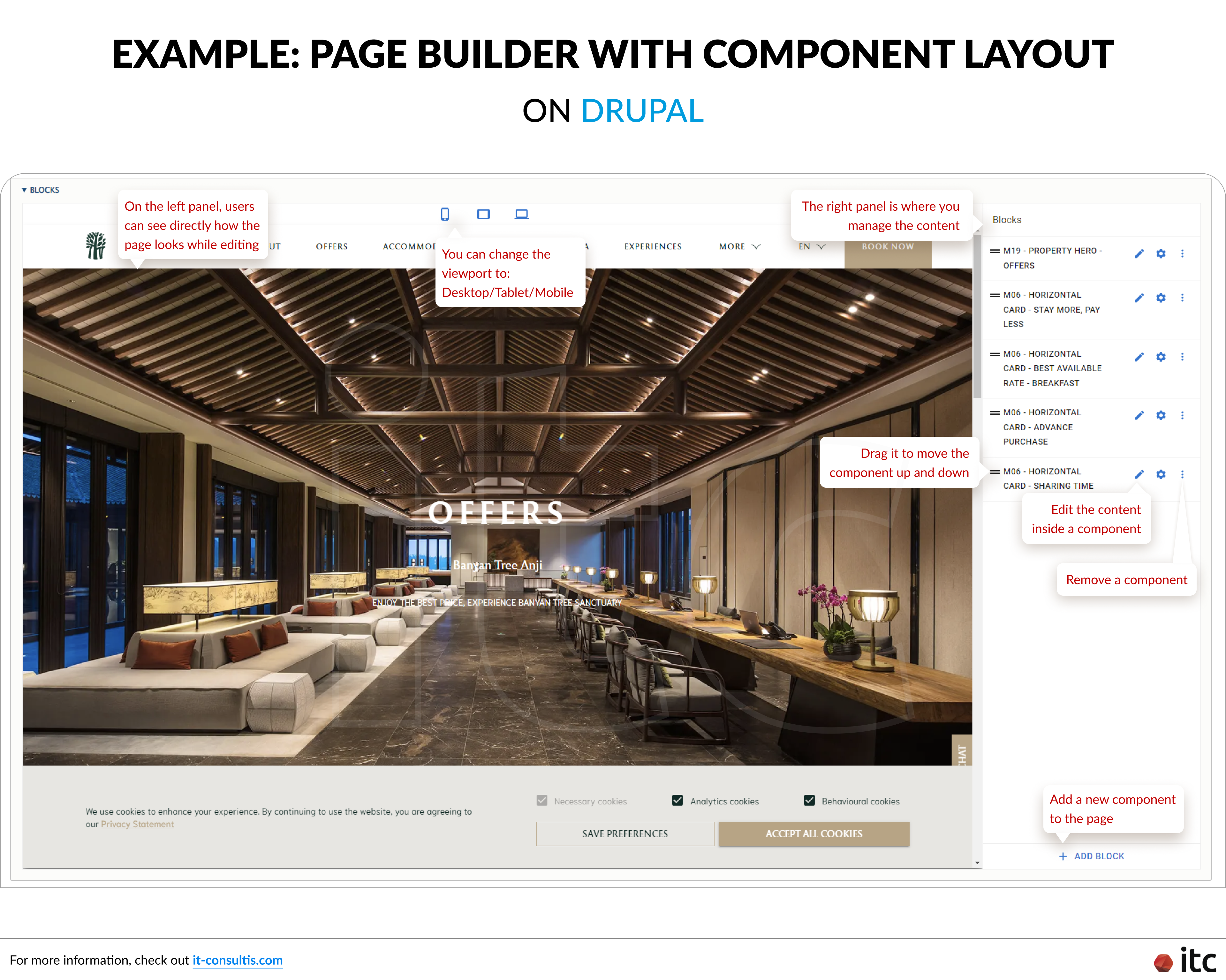Example of Drupal page builder with component-based web framework