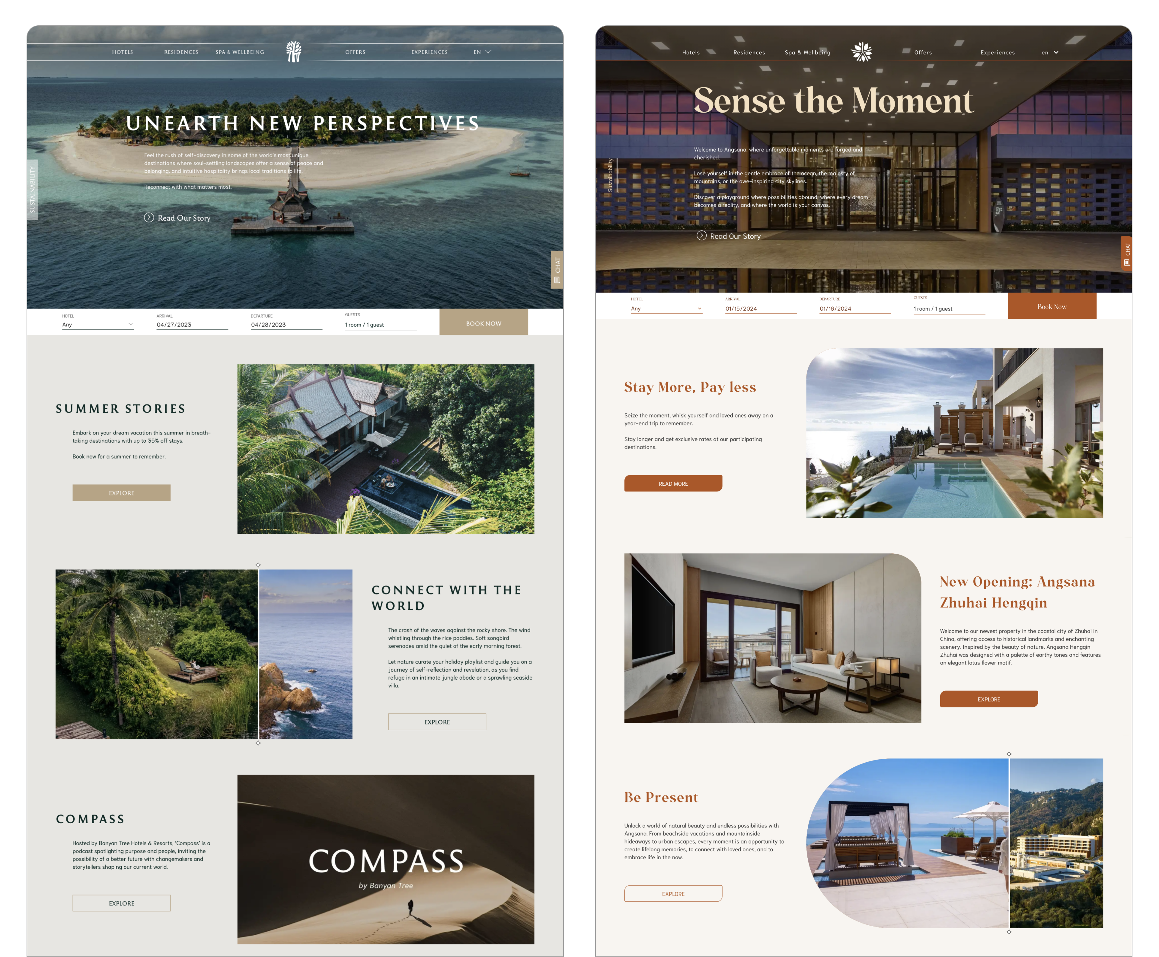 End result of Component-based UI UX Development for Banyan Tree and Angsana