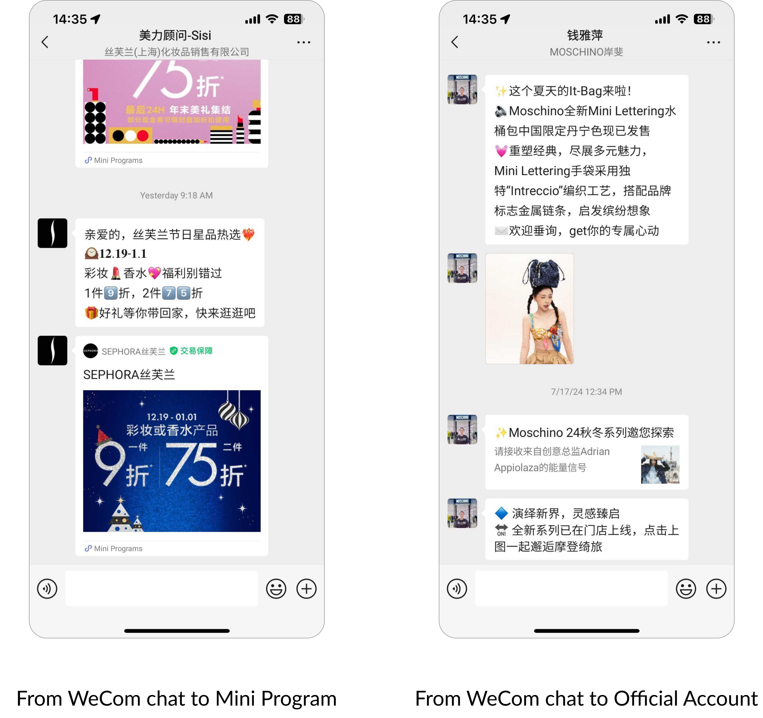 Drive traffic from WeCom to WeChat Mini Programs and Official Accounts