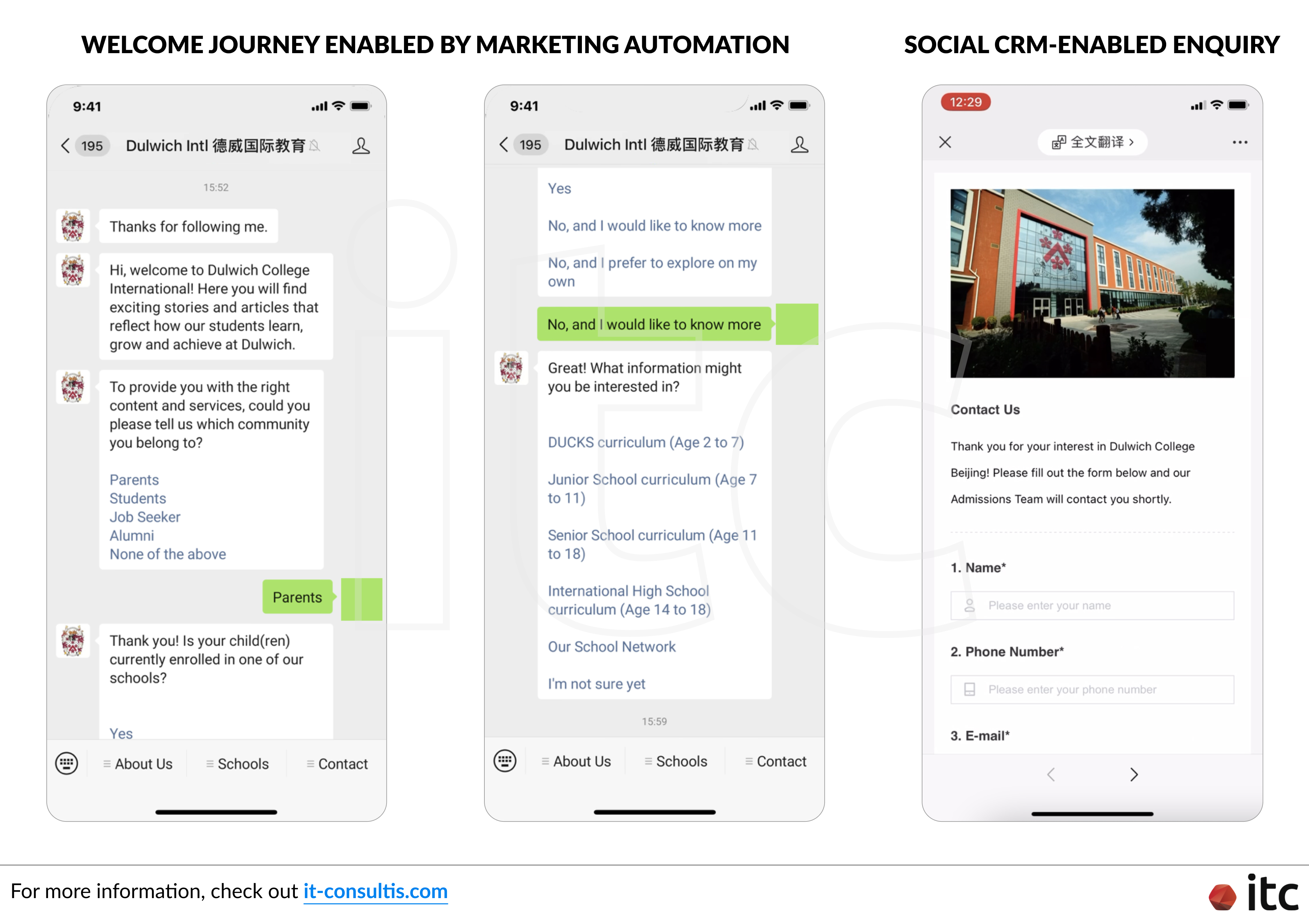 Dulwich College International empowered their WeChat Official Account with a Social CRM system for operations in China