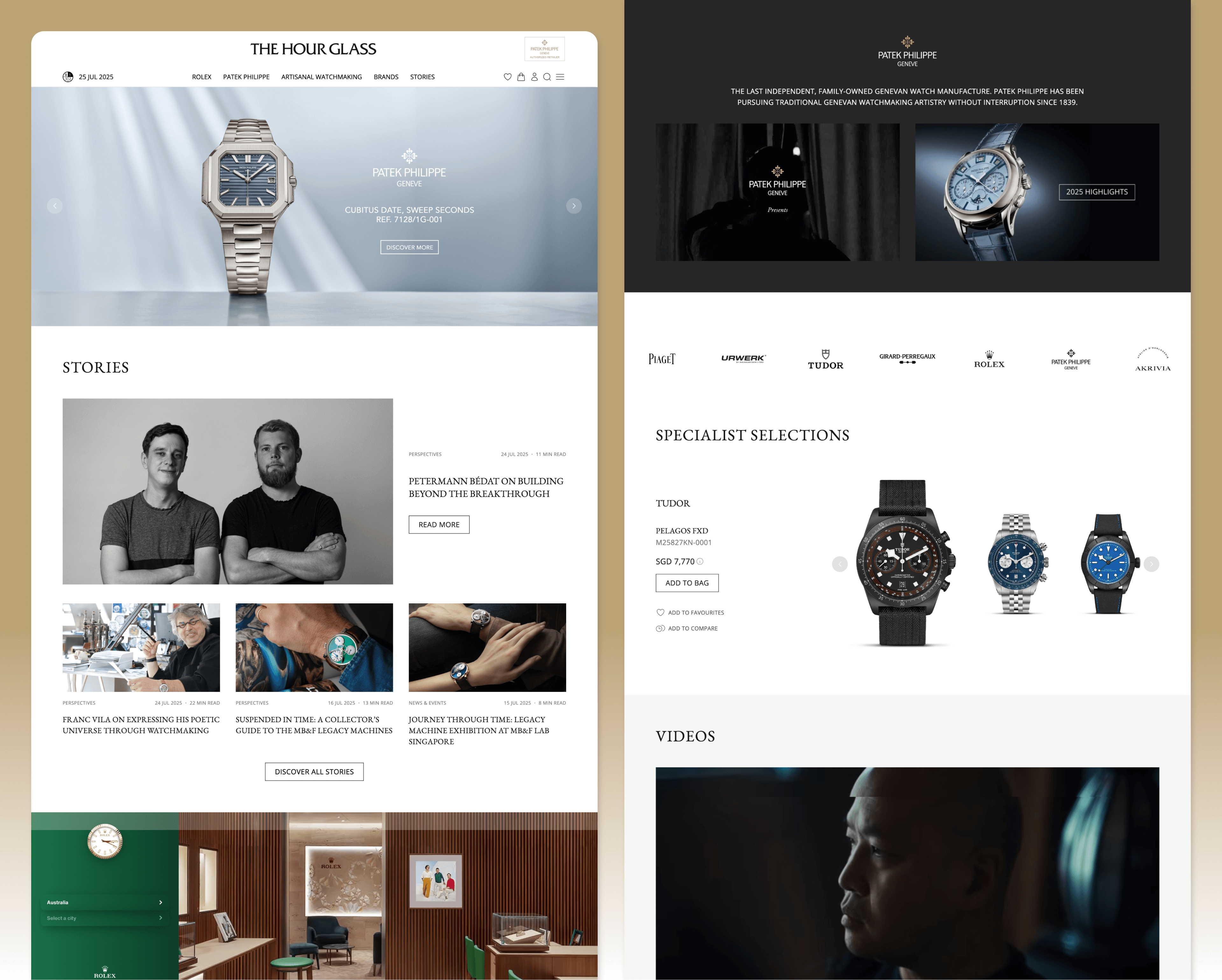 The Hour Glass website’s brand new Homepage 