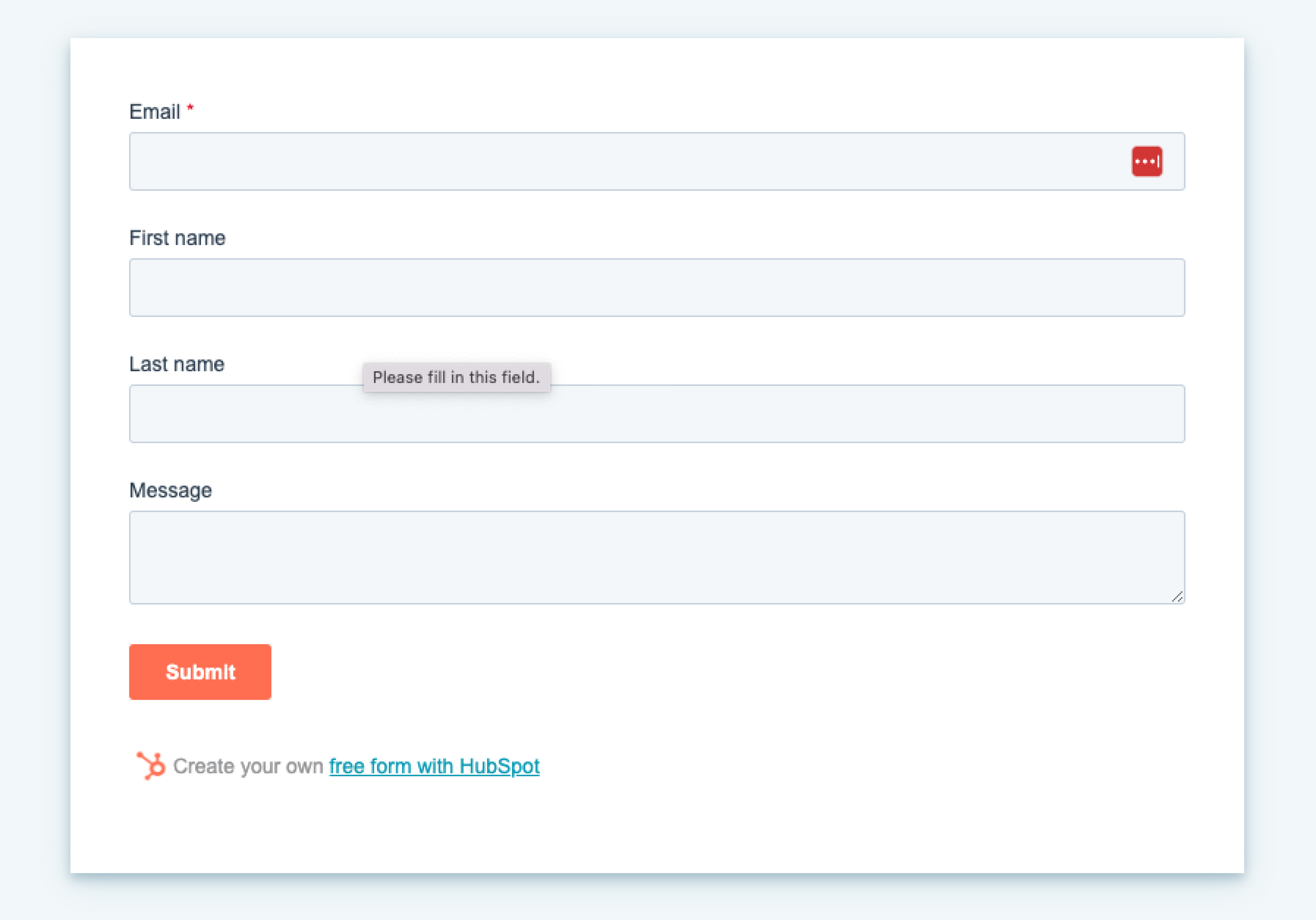 Example of a HubSpot form