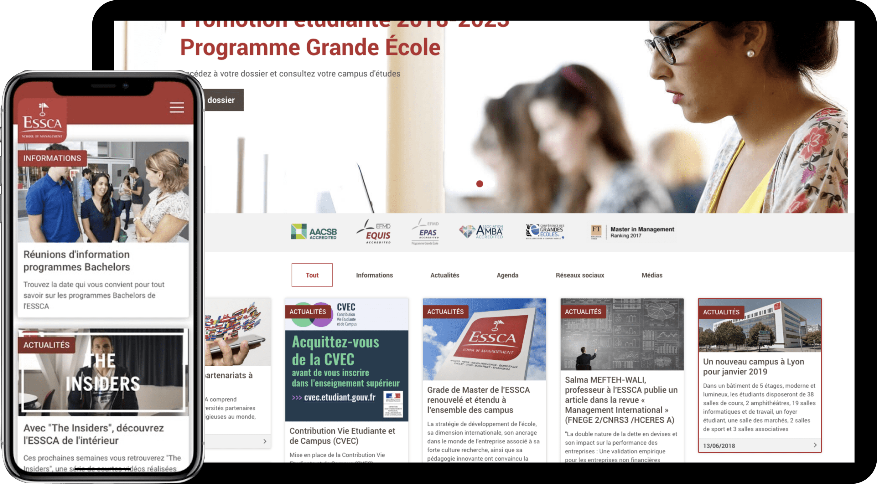 The main body of content on the website ITC helped develop has a layout inspired by the university pinboard