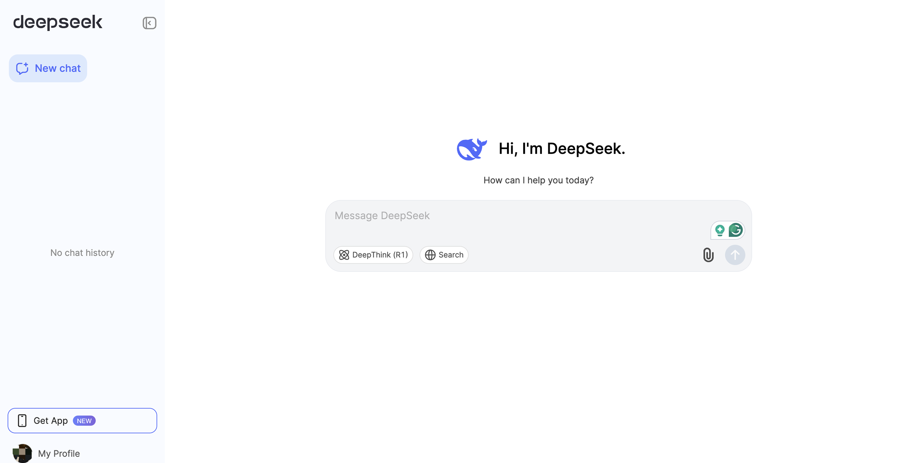 DeepSeek's interface