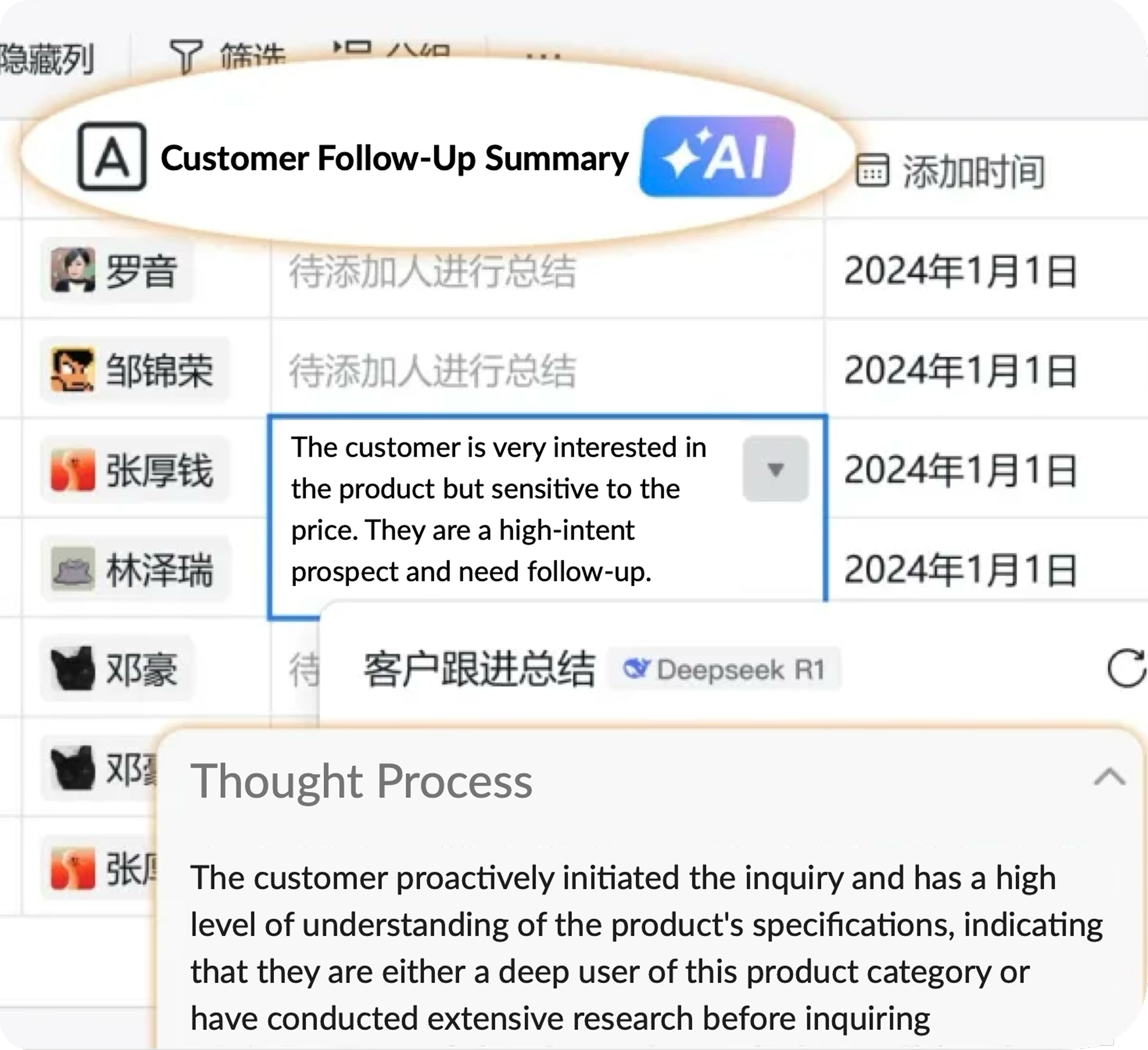 Illustration of “Customer Follow-Up Summary” function